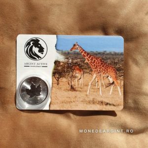 card cadou girafa moneda argint