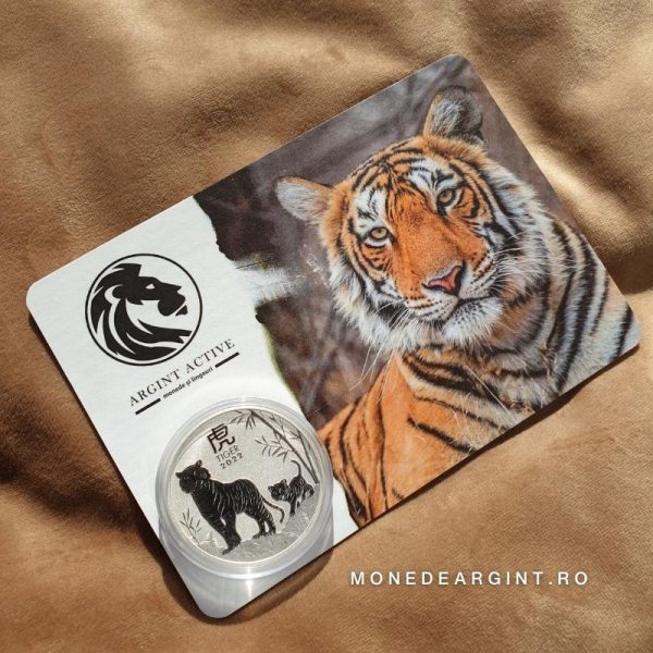 card cadou tigru moneda argint anul tigrului 2022