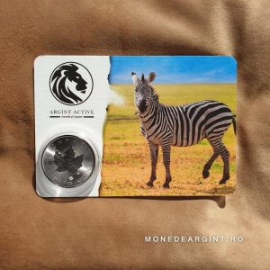 card cadou zebra moneda argint