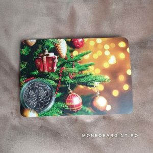 card brad Crăciun moneda argint