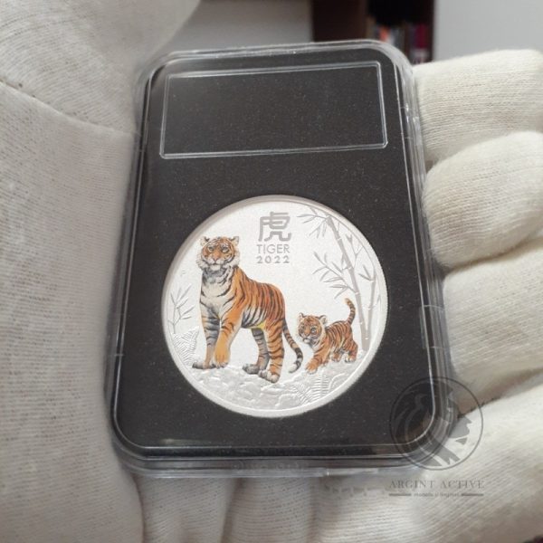 moneda argint color anul tigrului
