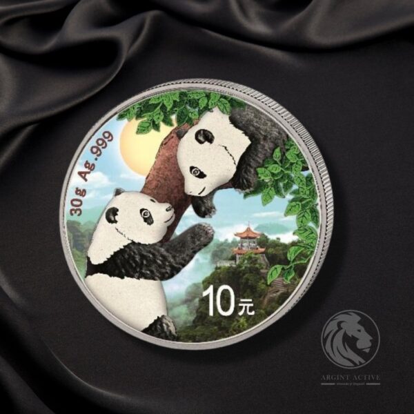 moneda argint color Panda China 2023